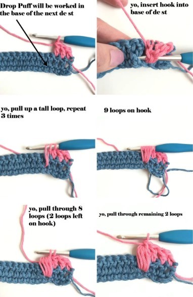 How to Crochet the Drop Puff Crochet Stitch Photo Tutorial