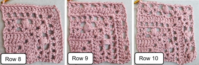 Crochet Flower Buds Mitered Square