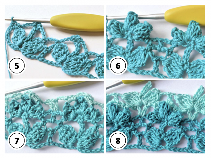 Flower Popcorn Crochet Stitch