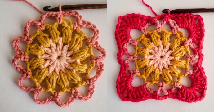 How to Crochet A Circle Flower Granny Square Photo Tutorial
