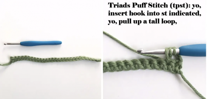 Triads Puff Flower Crochet Stitch Photo Tutorial
