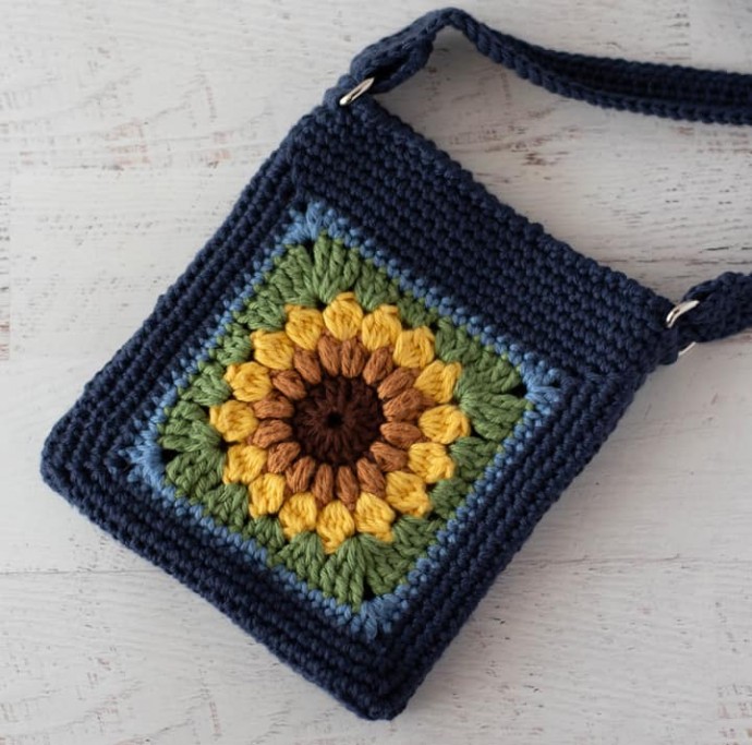 Sassy Sunflower Crochet Crossbody Bag