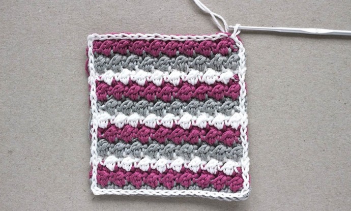 Raspberry Ripple Crochet Square Photo Tutorial