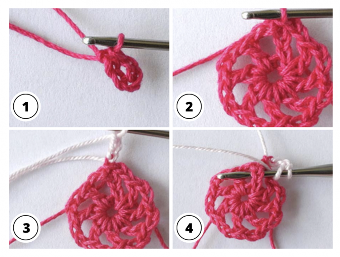Crochet flower square motif tutorial